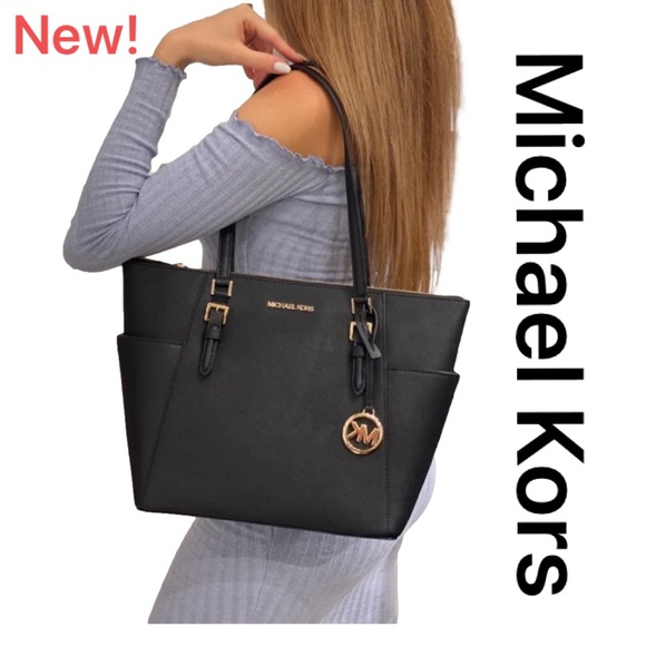 Michael Kors Handbags - MICHAEL KORS Charlotte Large Leather Tote Bag w/ gold, OVER $500 OFF retail!